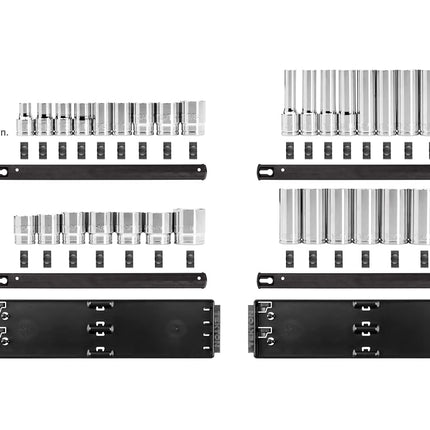 TEKTON 1/2 Inch Drive 12-Point Socket Set with Rails and Trays, 32-Piece (3/8-1-5/16 in.) | SHD92206