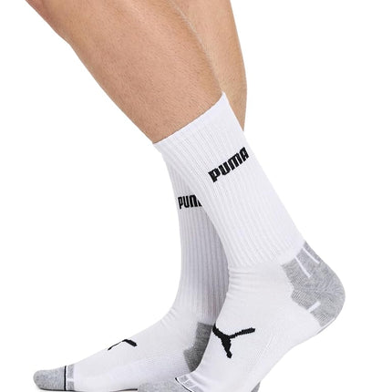 PUMA Men's 6 Pack Crew running socks, White, 10-13