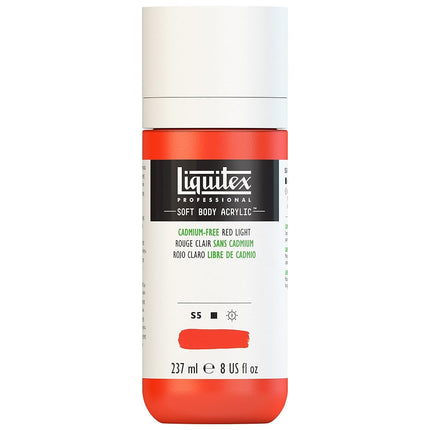 Liquitex Professional Soft Body Acrylic Paint 8-oz bottle, Cadmium-Free Red Light