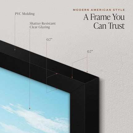 Americanflat 25x25 Picture Frame with Polished Plexiglass - Streamline Collection - Thin Square Picture Frame for Wall Display - Hanging Hardware Included - Black