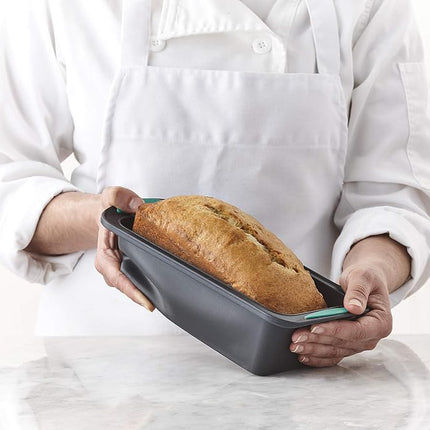 Trudeau Structure Loaf Pan Silicone Bakeware, 8.5" x 4.5", Mint/Black