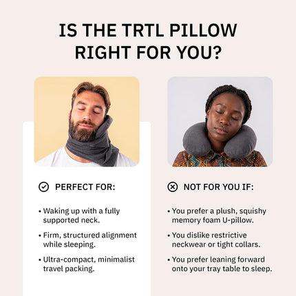 trtl Pillow - Scientifically Proven Super Soft Neck Support Travel Pillow - Machine Washable - Black