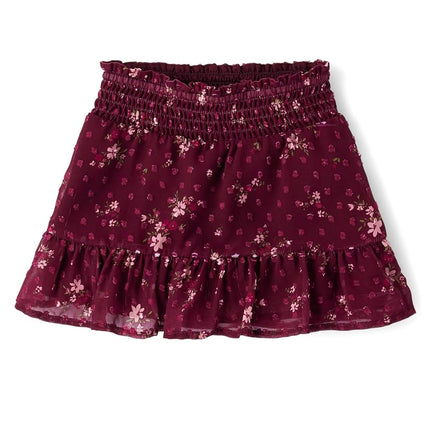 Gymboree Girls' and Toddler Ruffle Skirtss, Floral Maroon, 4T