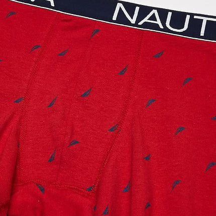 Nautica Men's 3-Pack Classic Cotton Stretch Boxer Briefs, Sea Cobalt/Peacoat/Sail Printnautica Red, L (Pack of 3)