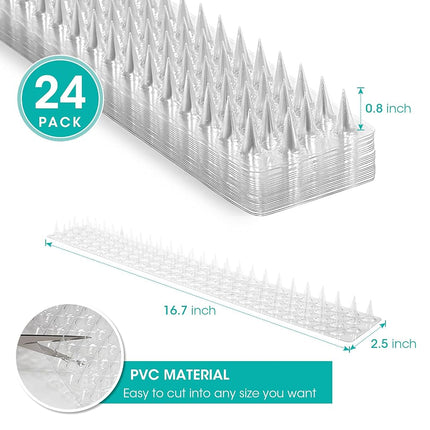 Touri 24 Pcs Bird Spikes, Clear Transparent PVC Strips