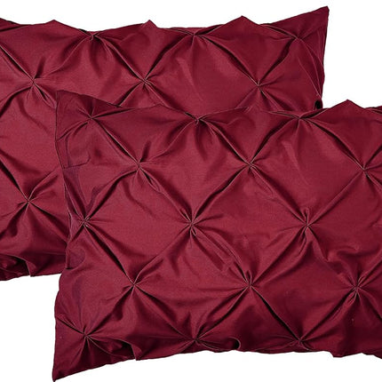 Elegant Comfort Juego de 2 Fundas de Almohada Diseño de Pliegues, Microfibra Premium de 1500 Hilos de Calidad Hotelera, Diseño Elegante-Fácil Cuidado, Resistente a Arrugas y Manchas, Juego de 2 Fundas de Almohada, King Plisado, Borgoña