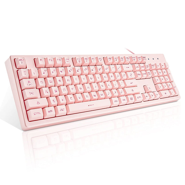 Basaltech Pink Keyboard with 7-Color LED Backlit, 