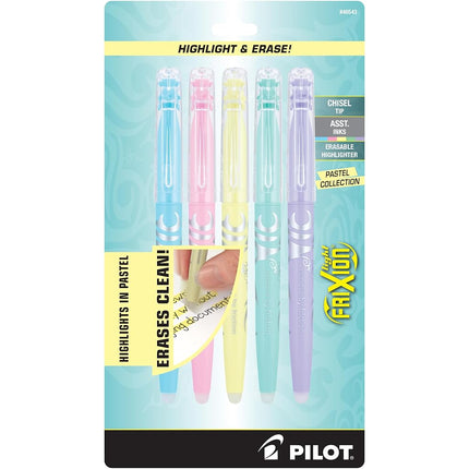 Pilot FriXion Light Pastel Collection Erasable Highlighters Set of 5 Yellow Pink Green Purple Blue; Too Much, or The Wrong Color Highlighted? No Need To Stress with America's #1 Selling Pen Brand
