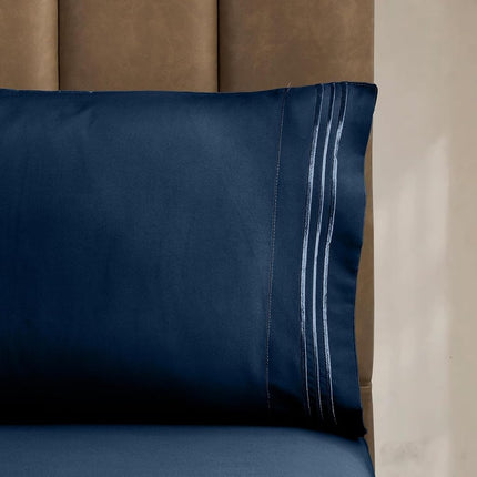 Elegant Comfort 4-Piece Bed Sheet Set with Deep Pockets, Queen Navy Blue