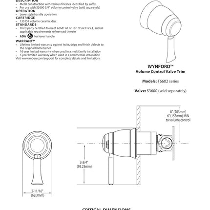 Moen T6602 Wynford Douche seule, Chrome