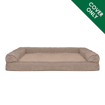 Furhaven Replacement Dog Bed Cover Plush & Suede Sofa-Style, Machine Washable - Almondine, Jumbo (X-Large)