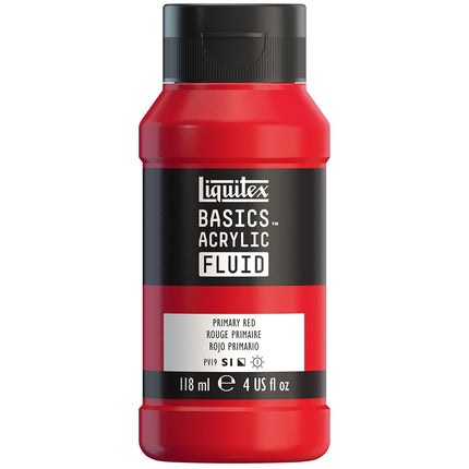 Liquitex BASICS Acrylic Fluid Paint, 118ml (4-oz) Bottle, Primary Red