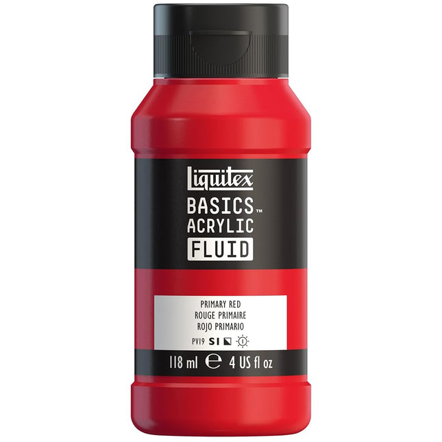 Liquitex BASICS Acrylic Fluid Paint, 118ml (4-oz) Bottle, Primary Red