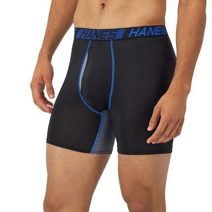 Hanes Men's X-Temp Total Support Pouch Boxer Brief, Anti-Chafing, Moisture-Wicking Underwear, Multi-Pack, Regular Leg-Black, M (Pack of 3)