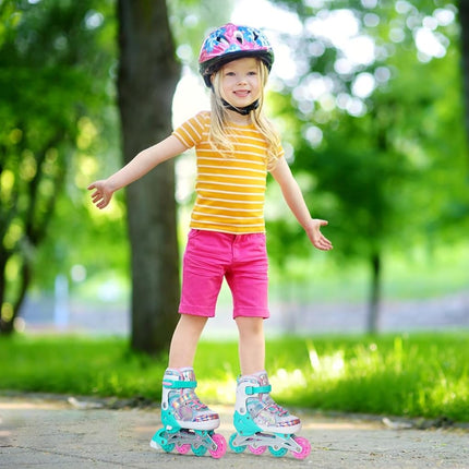 Kids Inline Skates for Girls Boys - Teal Blades Roller for Kids Age 4 5 6 7- Adjustable All Light up Wheels Indoor Outdoor Sports