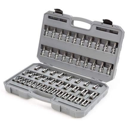 TEKTON 1/2 Inch Drive Hex, Torx, TR Torx, Phillips, Slotted Bit Socket Set with Case (52-Piece) | SHB92302