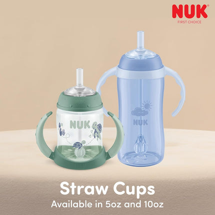 NUK Learner Straw Cup, 10 oz, 2-Pack - Toddler Cup with Soft Straw for Easy Drinking, 6 Months and Up
