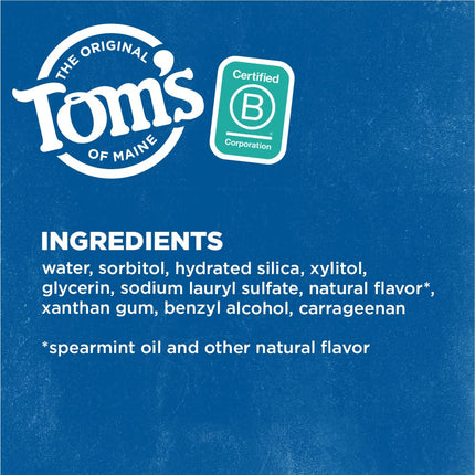Tom's of Maine Antiplaque and Whitening Fluoride Free Toothpaste, Spearmint, 5.5 Ounce, 2 Count