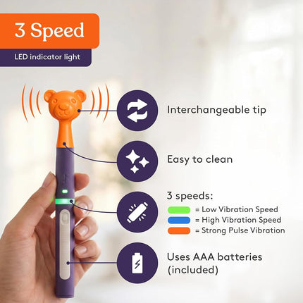 Special Supplies Buzz Buddy Oral Stimulation Toys with 6 Soft Textured Interchangeable Heads, Calm Sensory Needs, Support Speech, and Stimulate Self Feeding, Gentle Vibrations