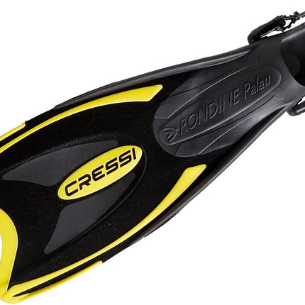 Cressi Palau Fins - Adult and Child Adjustable Diving, Apnea and Snorkelling Flippers Fins, Black/Yellow, UK 10/12 - EU L/XL 44/47