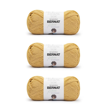 Bernat Softee Cotton Golden Yarn - 3 Pack of 120g/