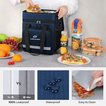 Maelstrom Lunch Box for Men,Insulated Lunch Bag Women/Men,Leakproof Lunch Cooler Bag,Lunch Tote Bag for Work,Medium,Blue
