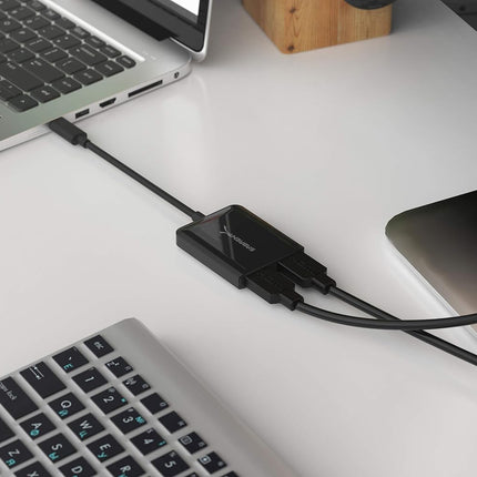 SABRENT HDMI Splitter 1 in 2 Out, 4K@60HZ HDMI to USB C Monitor Converter, USB C to Dual HDMI Adapter, for Windows PC & Laptop (DA-UCDH)