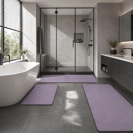 MontVoo -Bath Mat Rug-Rubber Backing Non Slip Quick Dry Absorbent Thin Bathroom Rugs Fit Under Door-Faux Suede Surface Bathroom Floor Mats-Shower Rug for in Front of Bathtub Shower Lavender 16"x24"