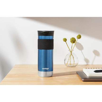 Contigo Byron Vacuum-Insulated Stainless Steel Travel Mug with Leak-Proof Lid, Reusable Coffee Cup or Water Bottle, BPA-Free, Keeps Drinks Hot or Cold for Hours, 20oz 2-Pack Blue Corn & Midnight Berry