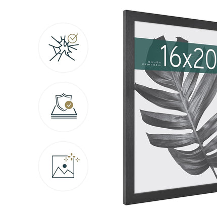 MCS Studio Gallery 41x51 cm (16x20 in) Poster Frame Black Woodgrain, Vertical & Horizontal Wall Hanging Large Picture Frame for Photos, Posters & Art Prints (1-Pack)