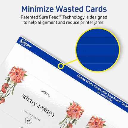Avery Printable Rectangle Tent Cards with Sure Feed Technology, 2" x 3.5", Glossy White Cardstock, Print-to-the-Edge, Laser/Inkjet, 200 Total, Great for Table Talkers, Promotional Signs, and More