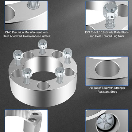 Espaciadores de rueda ECCPP 4PCS 2" 5x4.5 a 5x4.5 para Jeep Liberty Wrangler Cherokee Grand Cherokee y más, con paso de rosca de 1/2"