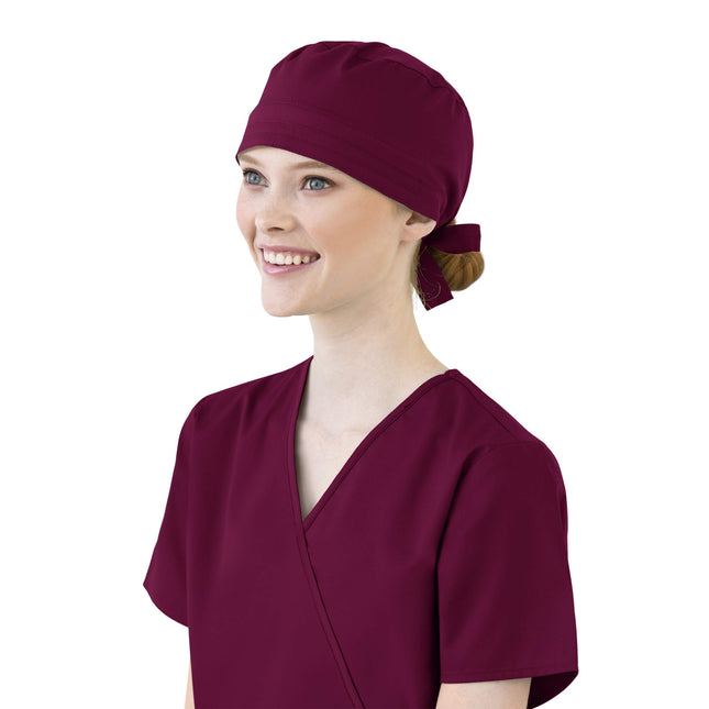 WonderWink Men's Unisex Tie Back Scrub Cap, Wine, 