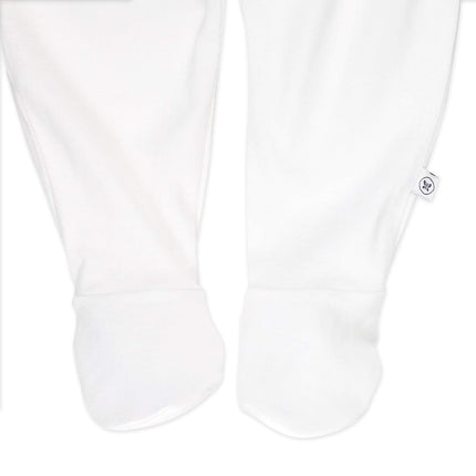 HonestBaby Pantalones con pies, paquete de 3, ajuste holgado, con tiro elástico, 100 % algodón orgánico para bebés, niños, niñas, unisex, blanco brillante, prematuro