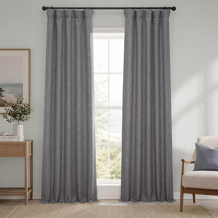 HPD Half Price Drapes Faux Darkening Curtains-84 Inches Long Luxury Curtains for Bedroom & Living Room (1 Panel), 50W X 84L, Blazer Grey, Linen, 50" W x 84" L (Pack of 1)