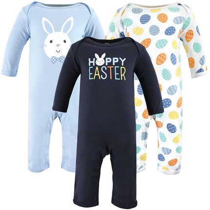 Hudson Baby baby-girls Cotton Coveralls, Hoppy Easter, 0-3 Months