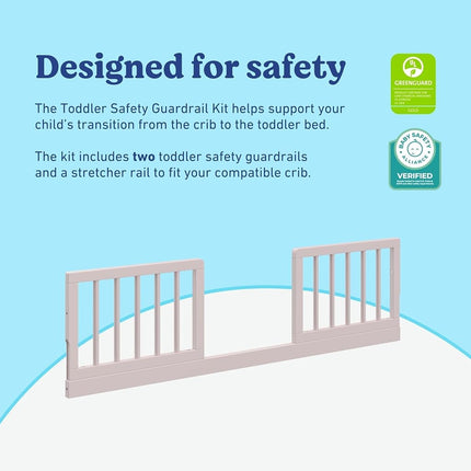 Universal Toddler Safety Guardrail Kit-Dowel (Pebble Gray) - GREENGUARD Gold Certified, Safety Guardrail for Convertible Crib Conversion to Toddler Bed, Includes 2 Guardrails and 1 Stretcher Bar