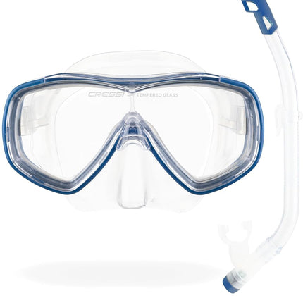 CRESSI Ondina Jr + Top Combo - Combo Set Diving Mask Ondina and Snorkel Top, Clear/Blue, 7/13 years, Kid Unisex