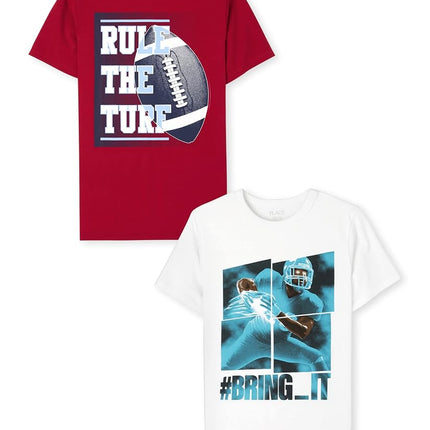 T-shirts graphiques à manches courtes The Children's Place pour bébés garçons, lots multiples, Rule The Turf/Bring It, X-Large