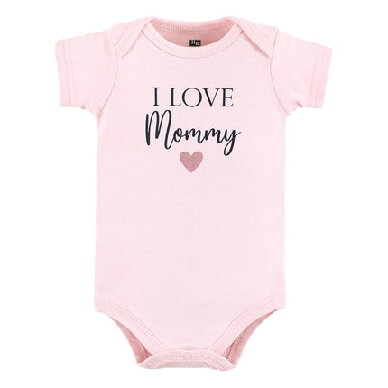 Hudson Baby Baby Cotton Bodysuits, Girl Mommy Pink Navy, Preemie
