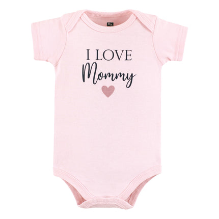 Hudson Baby Baby Cotton Bodysuits, Girl Mommy Pink Navy, Preemie
