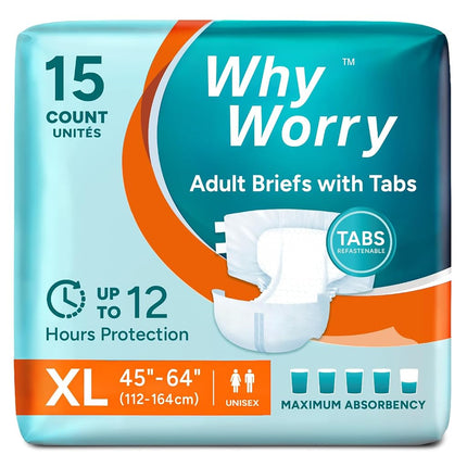 WhyWorry Adult Diapers for Women and Men, XLarge, 