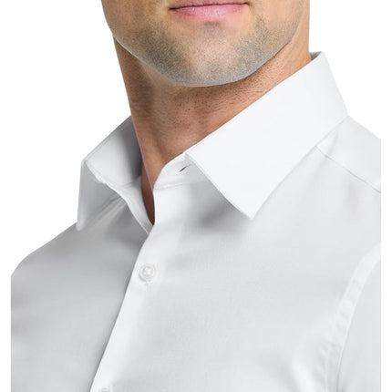 Van Heusen Men's Dress Shirt Slim Fit Flex Collar Stretch Solid, White, 17" Neck 32"-33" Sleeve