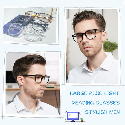 OCCI CHIARI Blue Light Blocking Reading Glasses for Men +1.0 XL Black Readers(+1.0 +1.25 +1.5 +1.75 +2.0 +2.25 +2.5 +2.75 +3.0)