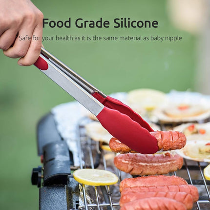 U-Taste 315℃ Heat Resistant Silicone Kitchen Tong 7/9/12in (Scarlet)