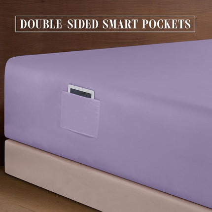 Elegant Comfort Luxurious 1500 Premium Hotel Quality Microfiber 4-Piece Sheet Set, 18-24 Inches Deep - Extra Deep Pocket Sheets - Ultra Soft 4PC Deep Pocket Sheets, Twin/Twin XL, Lavender