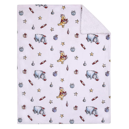 Manta súper suave para bebé de Disney Winnie the Pooh y Eeyore, regalo navideño de Navidad Blanca de Sherpa