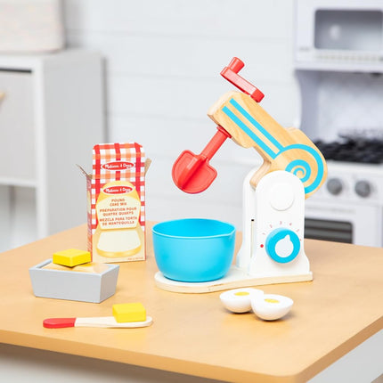 Melissa & Doug Wooden Make-a-Cake Mixer Set (10 pcs) - Play Food and Kitchen Accessories - Kitchen Playset Accessories, Pretend Play Kitchen Toys For Kids Ages 3+