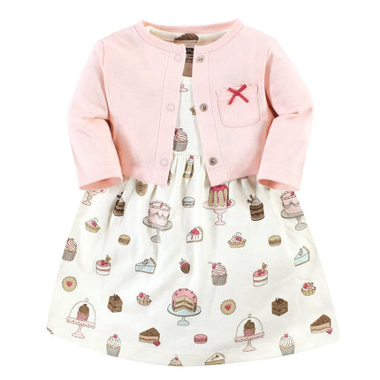 Ensemble Robe et Cardigan en Coton pour Bébés Filles Hudson Baby, Sweet Bakery, 18-24 Mois