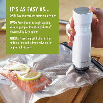 ZWILLING Fresh & Save Set - 10pc Vacuum Sealer Bags, 1 Gallon, Reusable Sous Vide & Food Storage Bags, Dishwasher Safe, Medium, Clear